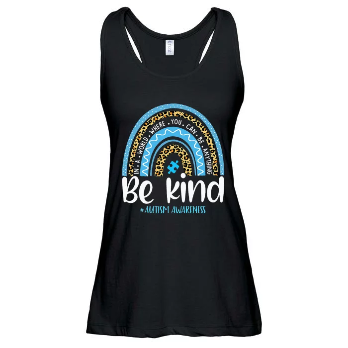 be kind autism awareness leopard rainbow puzzle Ladies Essential Flowy Tank