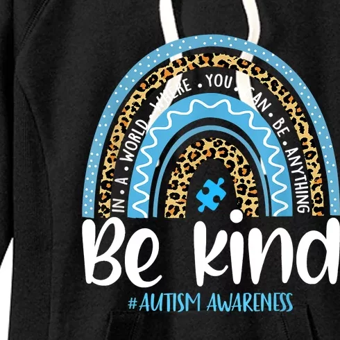 Be Kind Autism Awareness Leopard Rainbow Choose Kindness Women's Fleece Hoodie