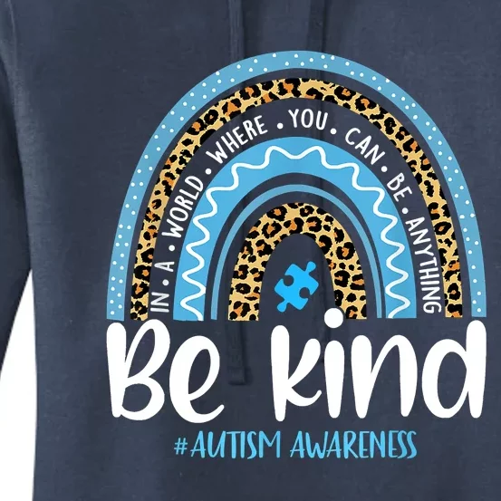 Be Kind Autism Awareness Leopard Rainbow Choose Kindness Women's Pullover Hoodie