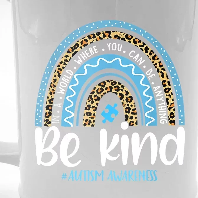 Be Kind Autism Awareness Leopard Rainbow Choose Kindness Front & Back Beer Stein