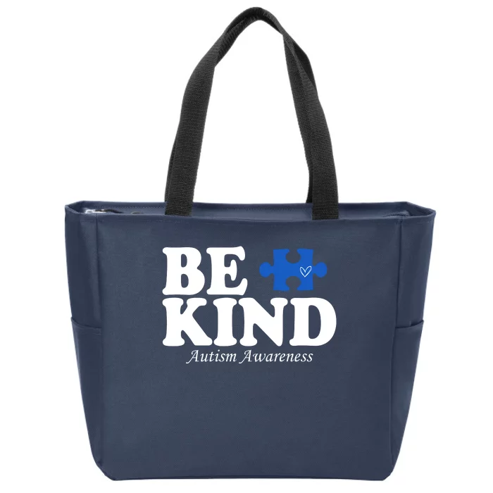 Be Kind Autism Awareness Puzzle Zip Tote Bag