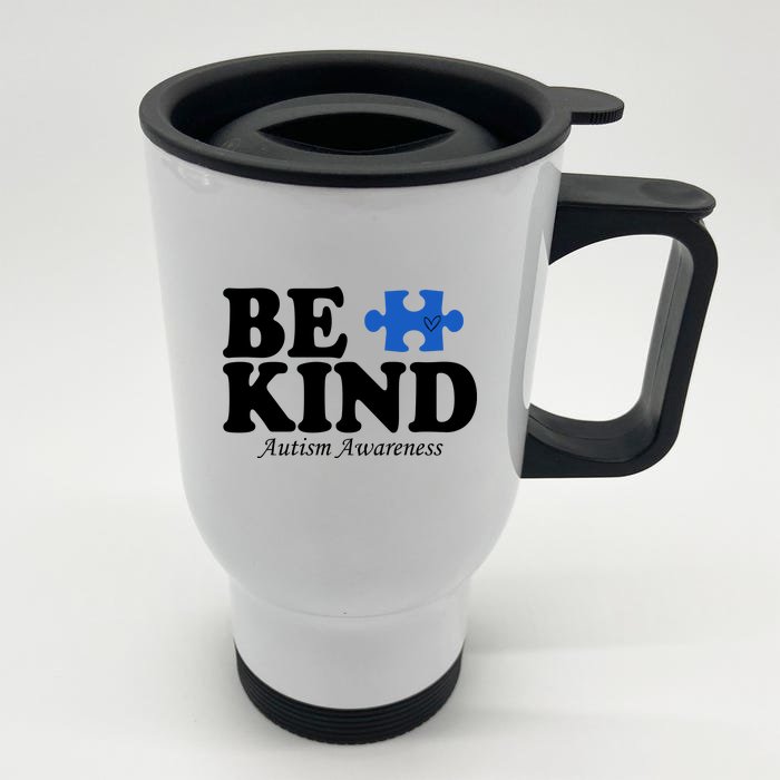 Be Kind Autism Awareness Puzzle Front & Back Stainless Steel Travel Mug