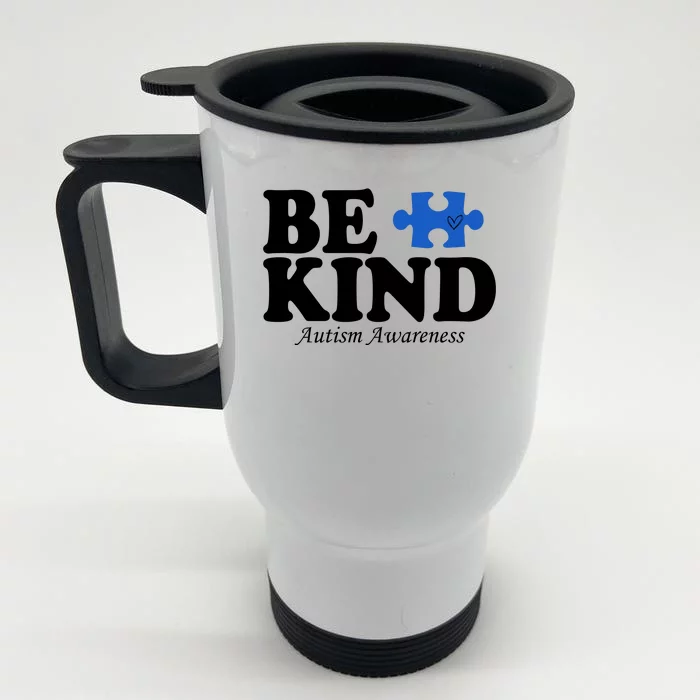 Be Kind Autism Awareness Puzzle Front & Back Stainless Steel Travel Mug