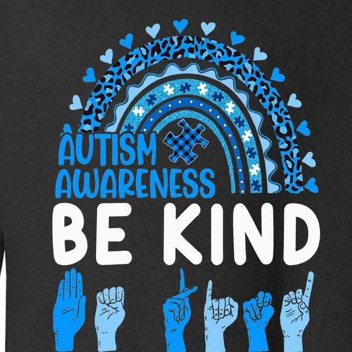 Be Kind Autism Awareness Rainbow Trendy  Leopard Toddler Sweatshirt