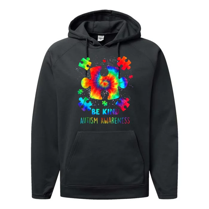 Be Kind Autism Awareness Rainbow Performance Fleece Hoodie