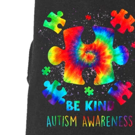 Be Kind Autism Awareness Rainbow Doggie 3-End Fleece Hoodie