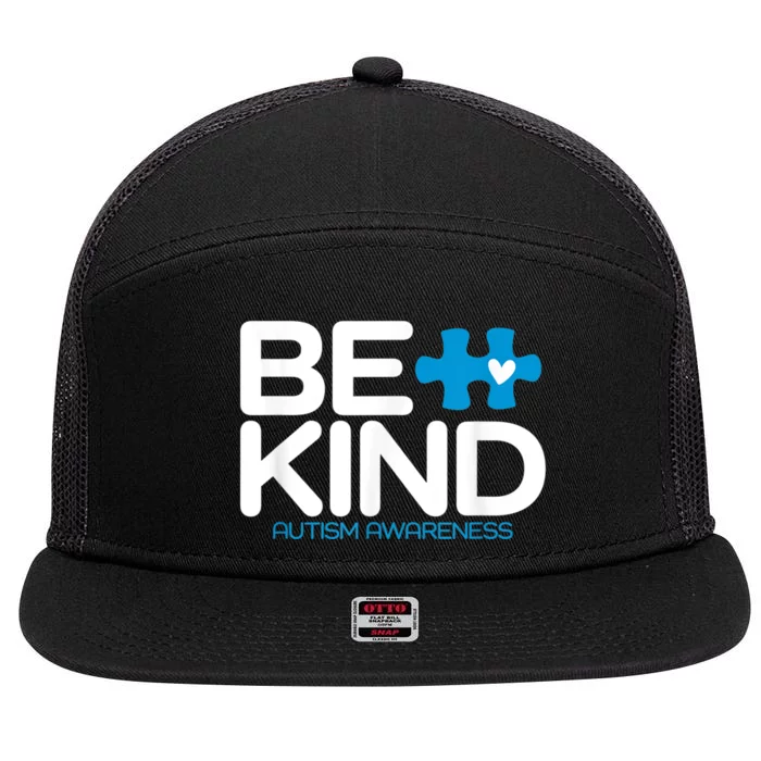 Be Kind Autism Awareness 7 Panel Mesh Trucker Snapback Hat