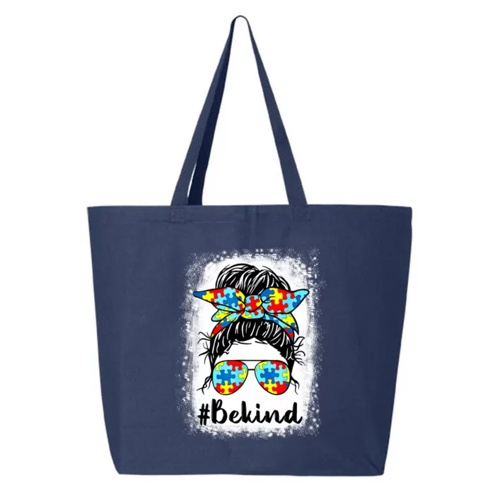 Be Kind Autism Awareness Messy Bun Mom Teacher Gift 25L Jumbo Tote