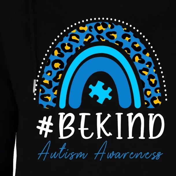 Be Kind Autism Awareness Girls Leopard Rainbow Print Womens Funnel Neck Pullover Hood