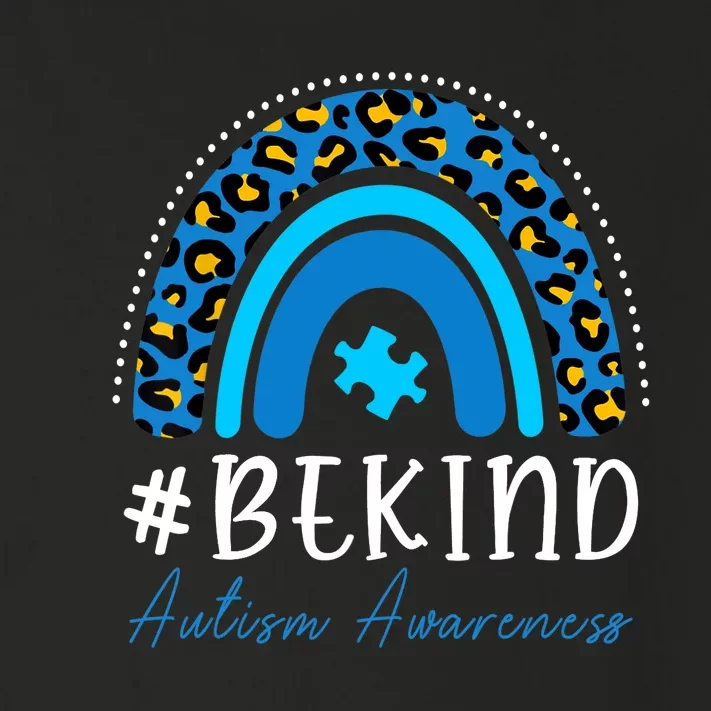 Be Kind Autism Awareness Girls Leopard Rainbow Print Toddler Long Sleeve Shirt