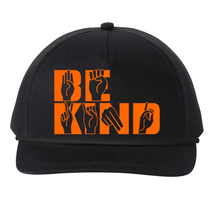 Be Kind ASL Hand Sign Language Snapback Five-Panel Rope Hat