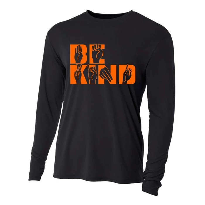 Be Kind ASL Hand Sign Language Cooling Performance Long Sleeve Crew