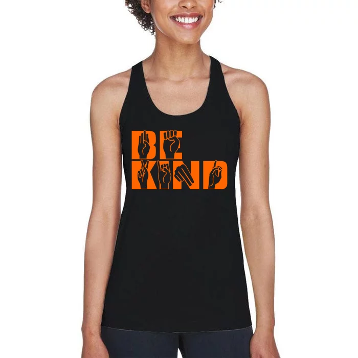 Be Kind ASL Hand Sign Language Women's Racerback Tank