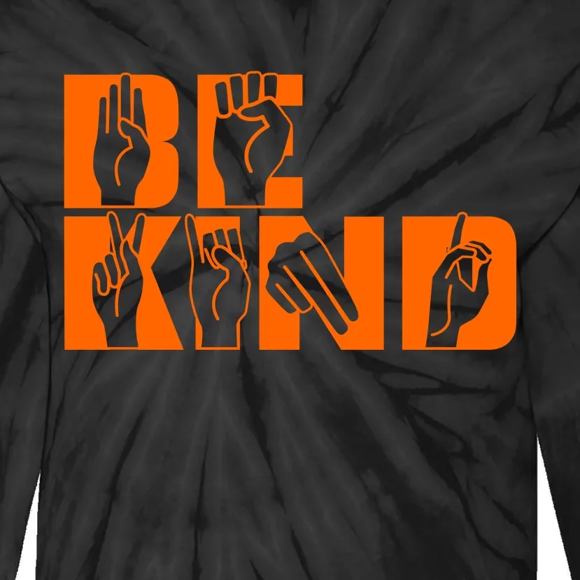 Be Kind ASL Hand Sign Language Tie-Dye Long Sleeve Shirt