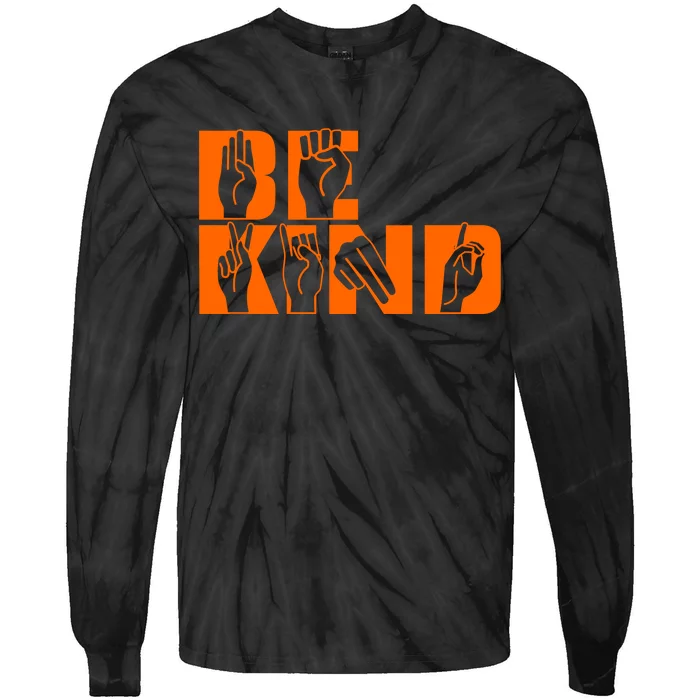 Be Kind ASL Hand Sign Language Tie-Dye Long Sleeve Shirt