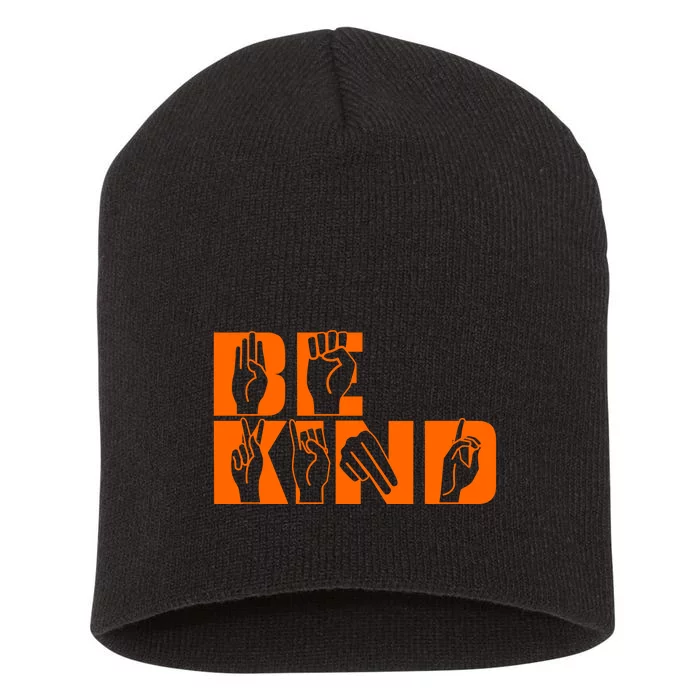 Be Kind ASL Hand Sign Language Short Acrylic Beanie