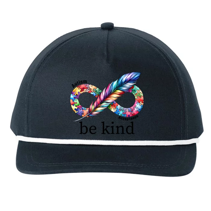 Be Kind Autism Awareness Autism Puzzle Acceptance Great Gift Snapback Five-Panel Rope Hat