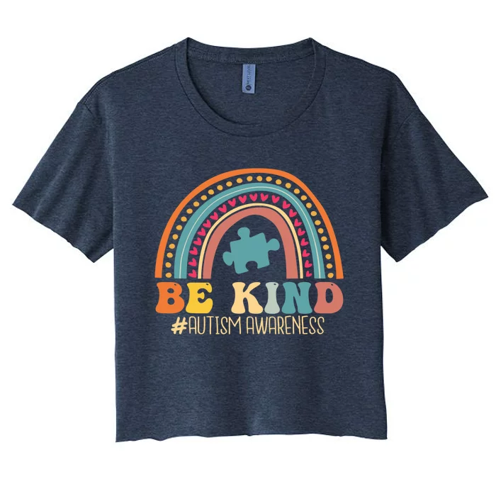 Be Kind Autism Awareness Month For Mom and For Women's Crop Top Tee