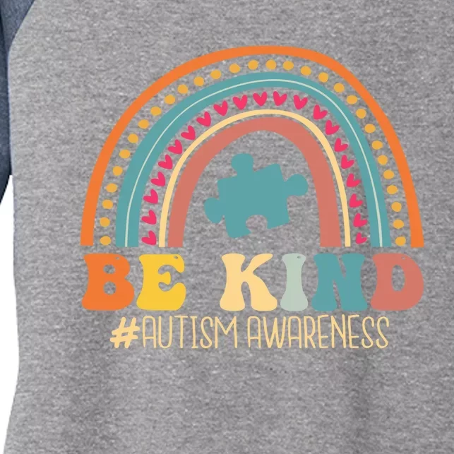 Be Kind Autism Awareness Month For Mom and For Women's Tri-Blend 3/4-Sleeve Raglan Shirt