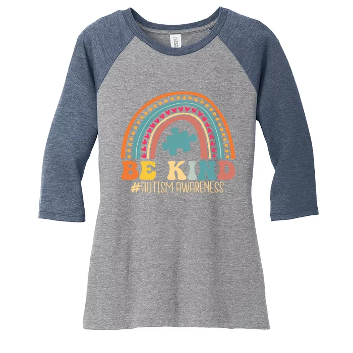 Be Kind Autism Awareness Month For Mom and For Women's Tri-Blend 3/4-Sleeve Raglan Shirt