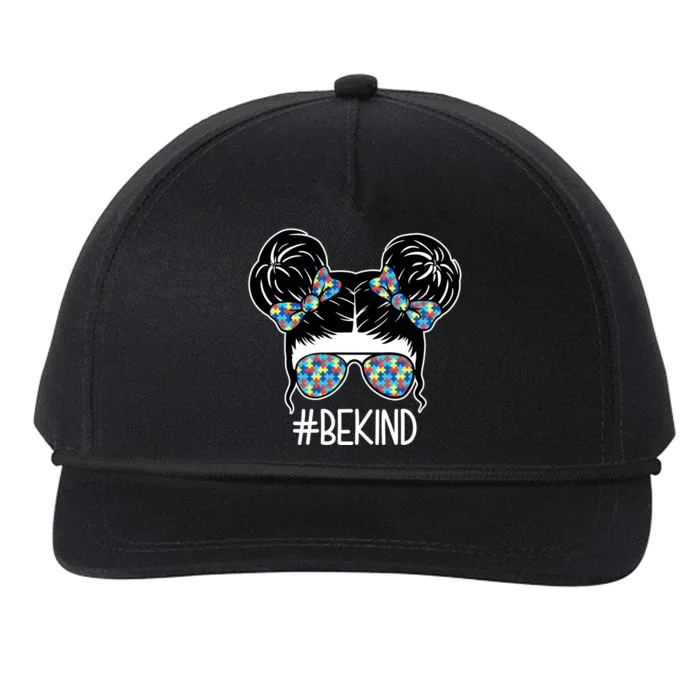 Be Kind Autism Awareness Female Bun Snapback Five-Panel Rope Hat