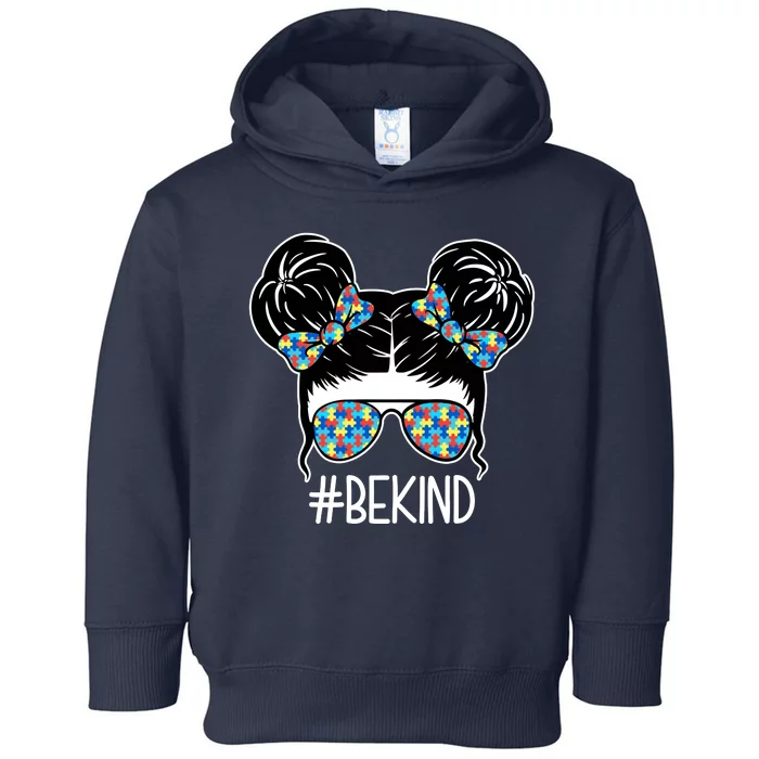 Be Kind Autism Awareness Female Bun Toddler Hoodie