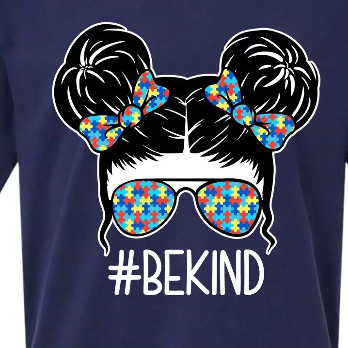 Be Kind Autism Awareness Female Bun Sueded Cloud Jersey T-Shirt