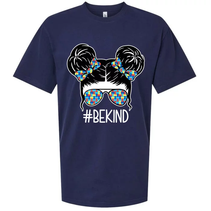 Be Kind Autism Awareness Female Bun Sueded Cloud Jersey T-Shirt