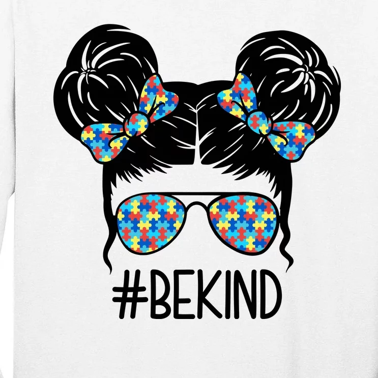 Be Kind Autism Awareness Female Bun Tall Long Sleeve T-Shirt