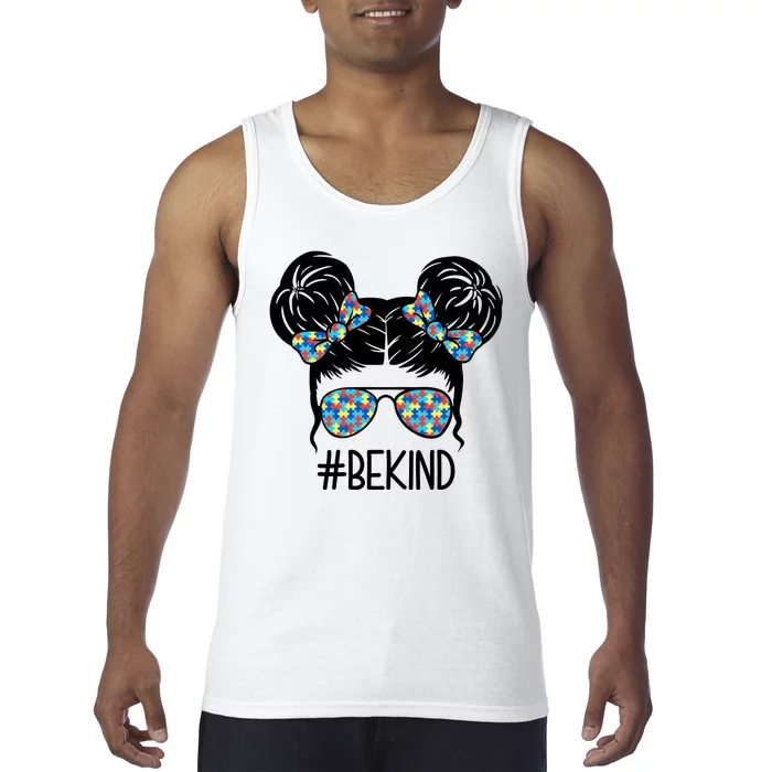 Be Kind Autism Awareness Female Bun Tank Top