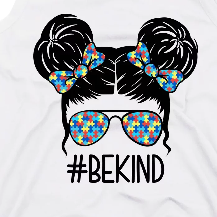 Be Kind Autism Awareness Female Bun Tank Top