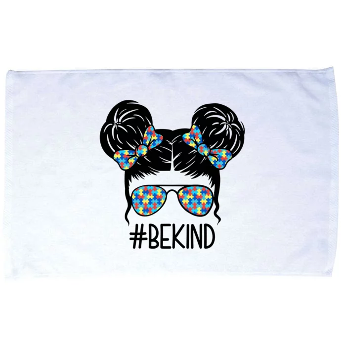 Be Kind Autism Awareness Female Bun Microfiber Hand Towel