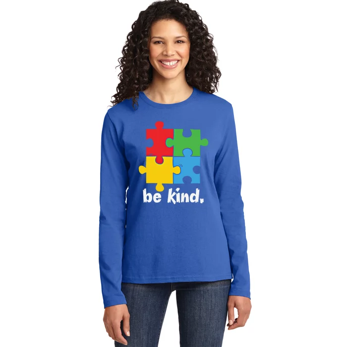 Be Kind Autism Awareness Kindness Positive Saying Gift Ladies Long Sleeve Shirt