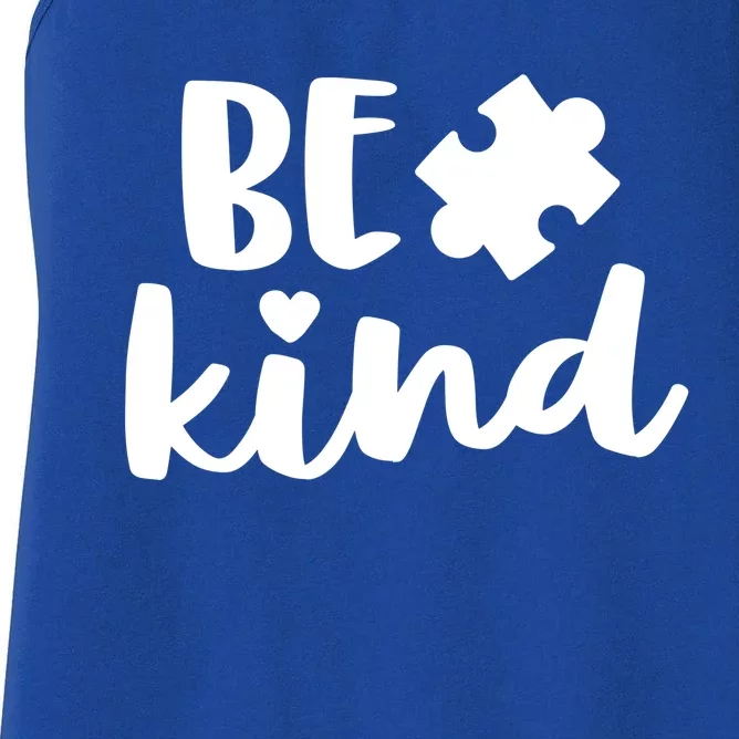 Be Kind Autism Mom Gift Awareness Puzzle Piece Kindness Gift Women's Racerback Tank