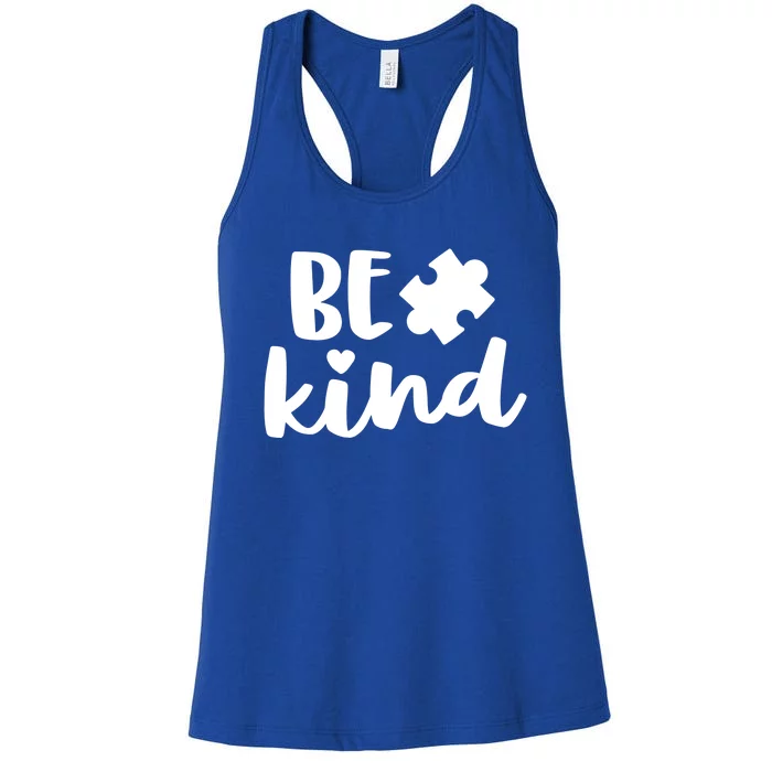 Be Kind Autism Mom Gift Awareness Puzzle Piece Kindness Gift Women's Racerback Tank