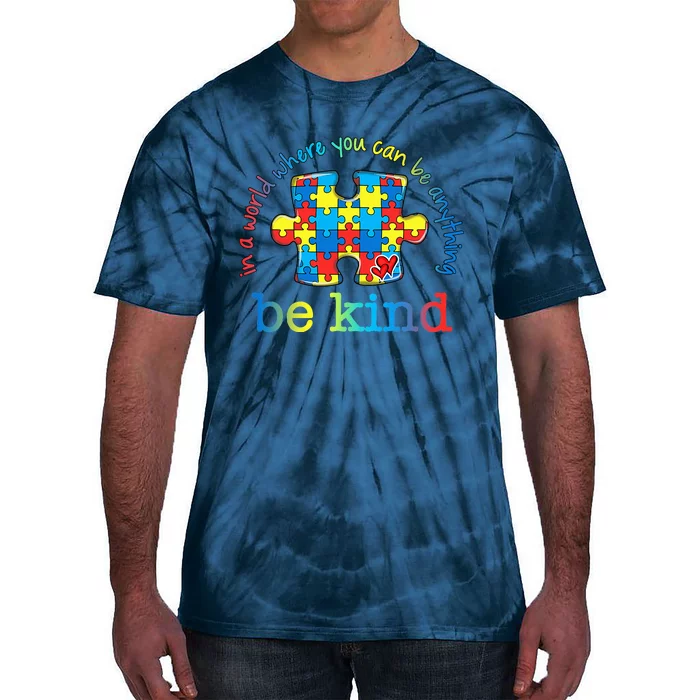 Be Kind Autism Awareness Puzzle Rainbow Choose Kindness Tie-Dye T-Shirt