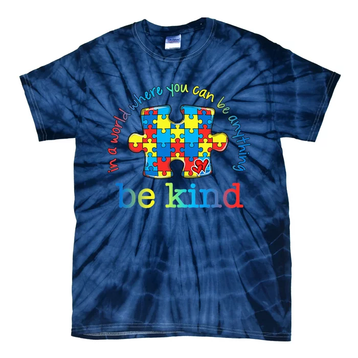 Be Kind Autism Awareness Puzzle Rainbow Choose Kindness Tie-Dye T-Shirt