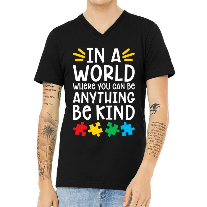 Be Kind Autism V-Neck T-Shirt