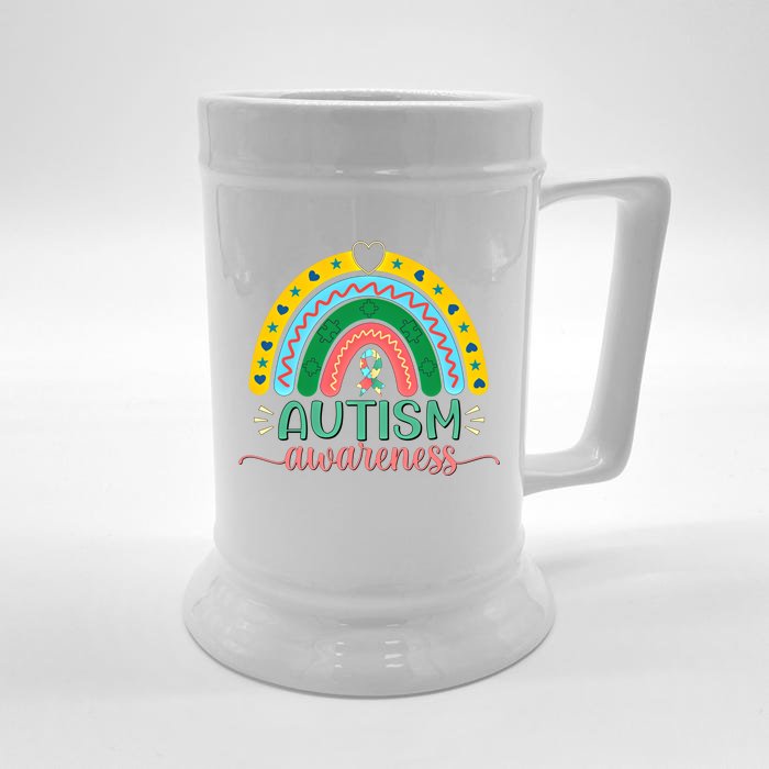 Be Kind Autism Awareness Puzzle Rainbow Choose Kindness Meaningful Gift Front & Back Beer Stein