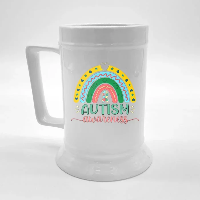 Be Kind Autism Awareness Puzzle Rainbow Choose Kindness Meaningful Gift Front & Back Beer Stein