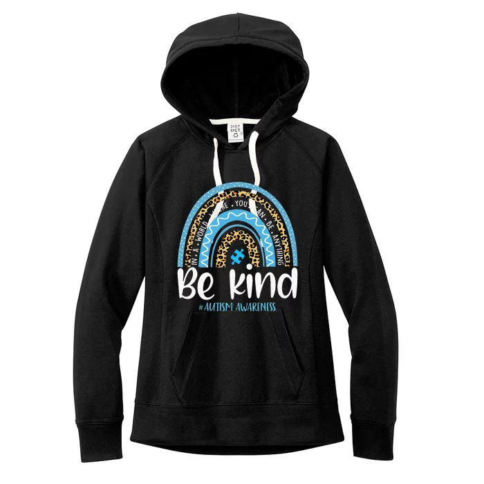 Be Kind Autism Awareness Leopard Rainbow Choose Kindness Women's Fleece Hoodie