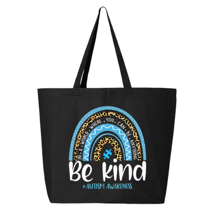 Be Kind Autism Awareness Leopard Rainbow Choose Kindness 25L Jumbo Tote