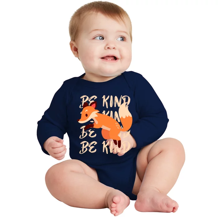 Be Kind Animal Fox Drawing Art World Kindness Day Great Gift Baby Long Sleeve Bodysuit