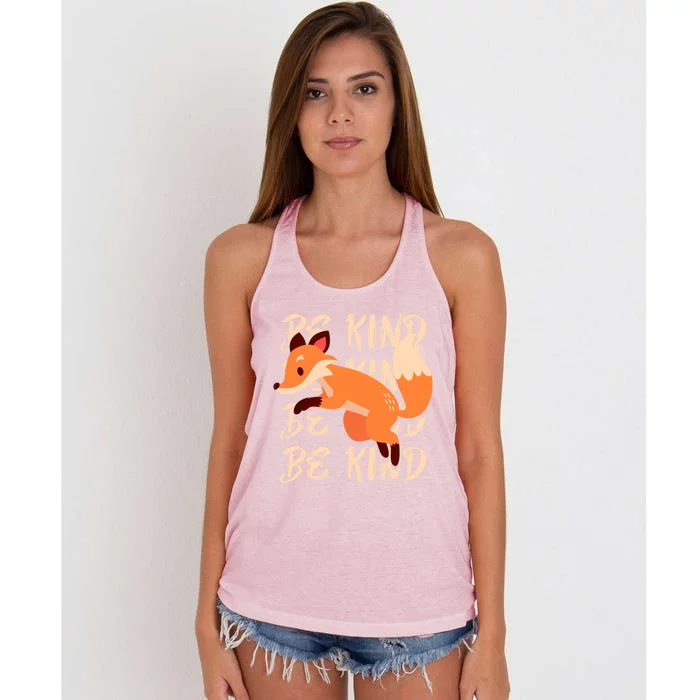 Be Kind Animal Fox Drawing Art World Kindness Day Great Gift Women's Knotted Racerback Tank