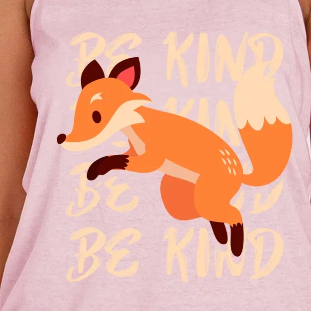 Be Kind Animal Fox Drawing Art World Kindness Day Great Gift Women's Knotted Racerback Tank