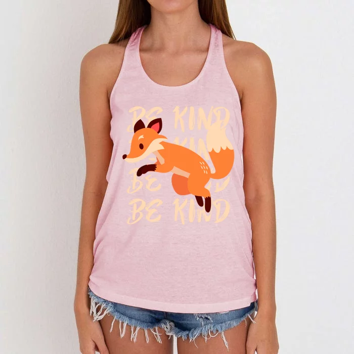 Be Kind Animal Fox Drawing Art World Kindness Day Great Gift Women's Knotted Racerback Tank