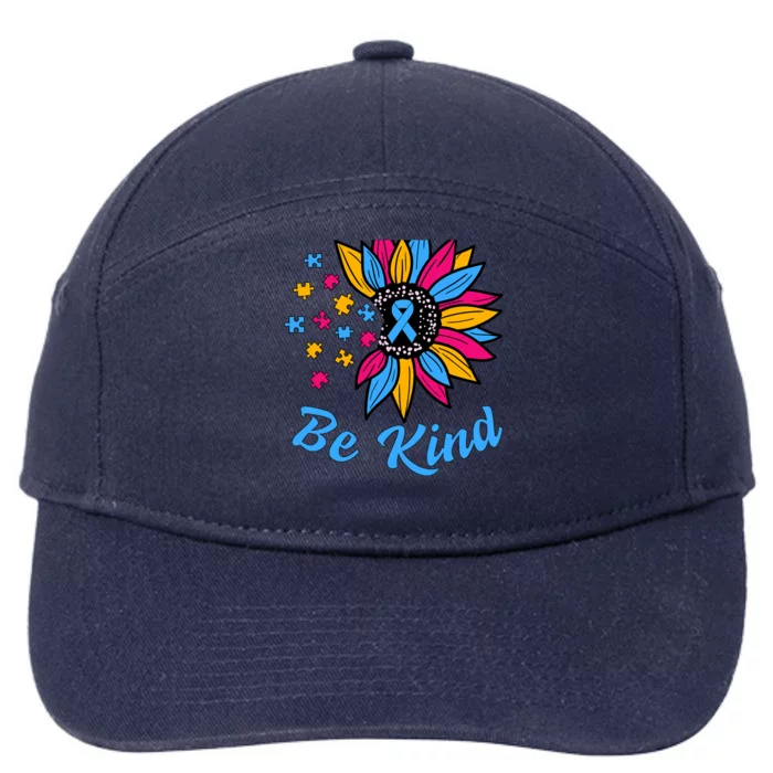 Be Kind Autism Awareness Sunflower Autism Mom Wo 7-Panel Snapback Hat