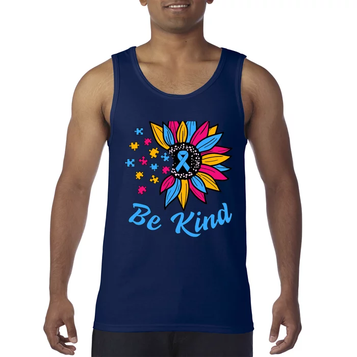 Be Kind Autism Awareness Sunflower Autism Mom Wo Tank Top