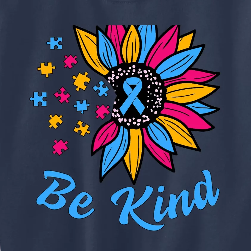 Be Kind Autism Awareness Sunflower Autism Mom Wo Kids Sweatshirt