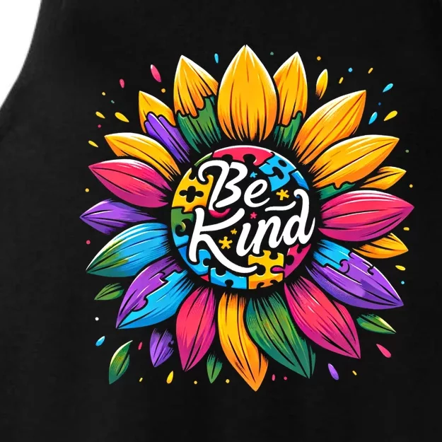 Be Kind Autism Awareness Gift Sunflower Cool Gift Ladies Tri-Blend Wicking Tank